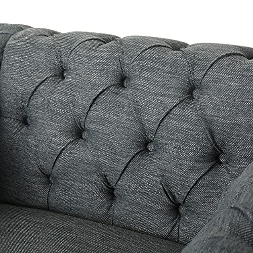 Sillón Chesterfield Tufted Gris Oscuro Marrón miniatura 6