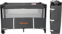 Vista 4 de MTWML Cuna portátil para bebé, cuna 3 en 1 y patio de bebé y cambiador con ruedas, configuración de 1 segundo con bolsa de viaje, mosquitera