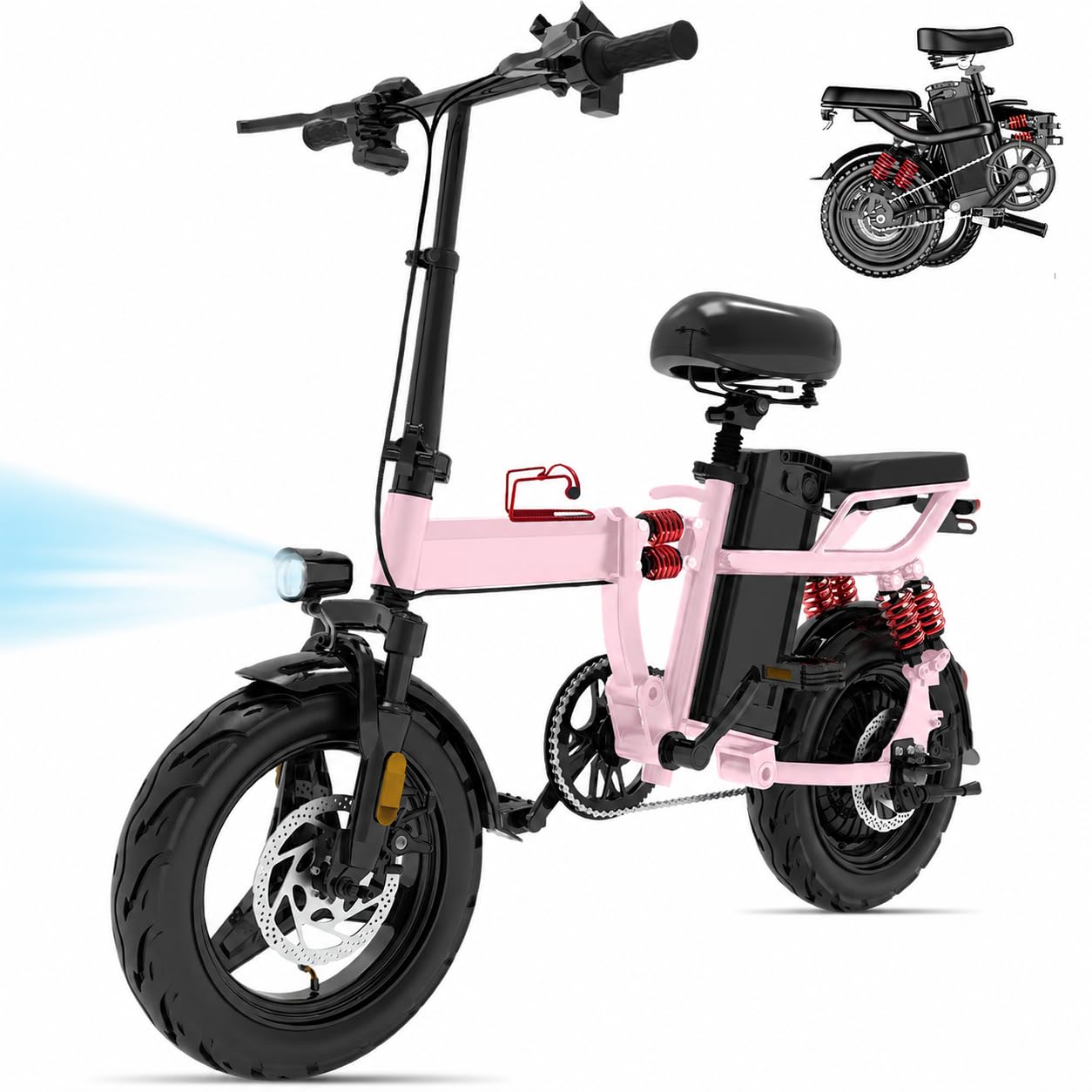 Folding Electric Bike for Adults & Teens, 48V 14Ah Removable Battery, 1200W Peak Motor, 3…