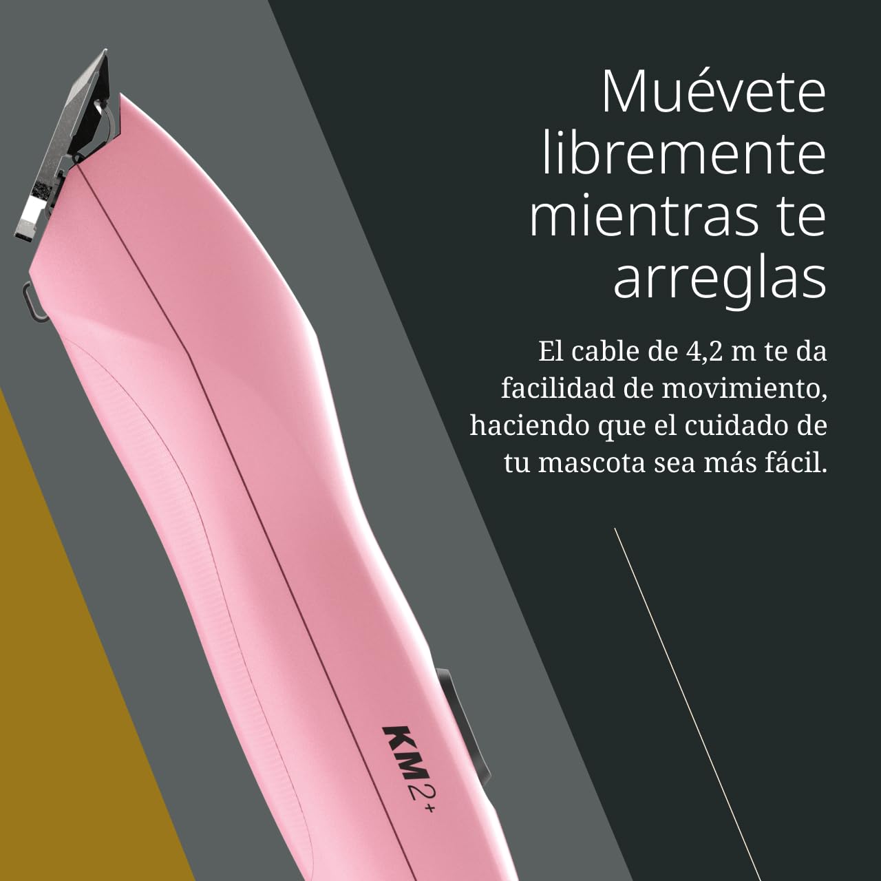 Wahl KM2+, Cortapelos con Cable para Mascotas, Ligero, Rosa | Cortapelos con Cable para Mascotas, Cuchilla Prime #10 de Acero, 2 Velocidades 3000 y 3400 RPM, Cable 4,2 m, Silencioso
