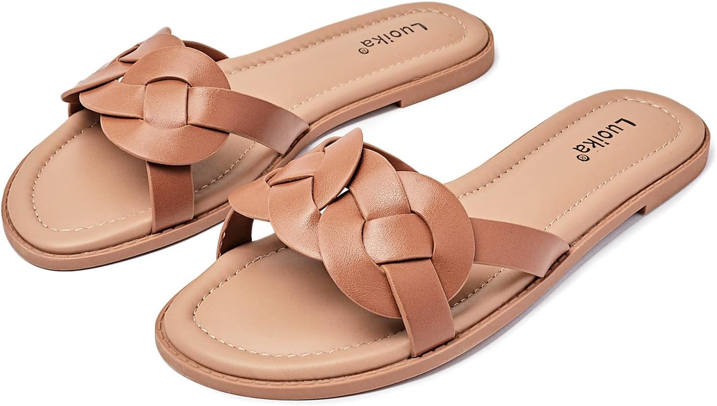 Luoika Women's Wide Width Flat Slides Sandals, Casual Comfortable Summer Beach Shoes Slip on Slide Sandal for Women. - Image 7