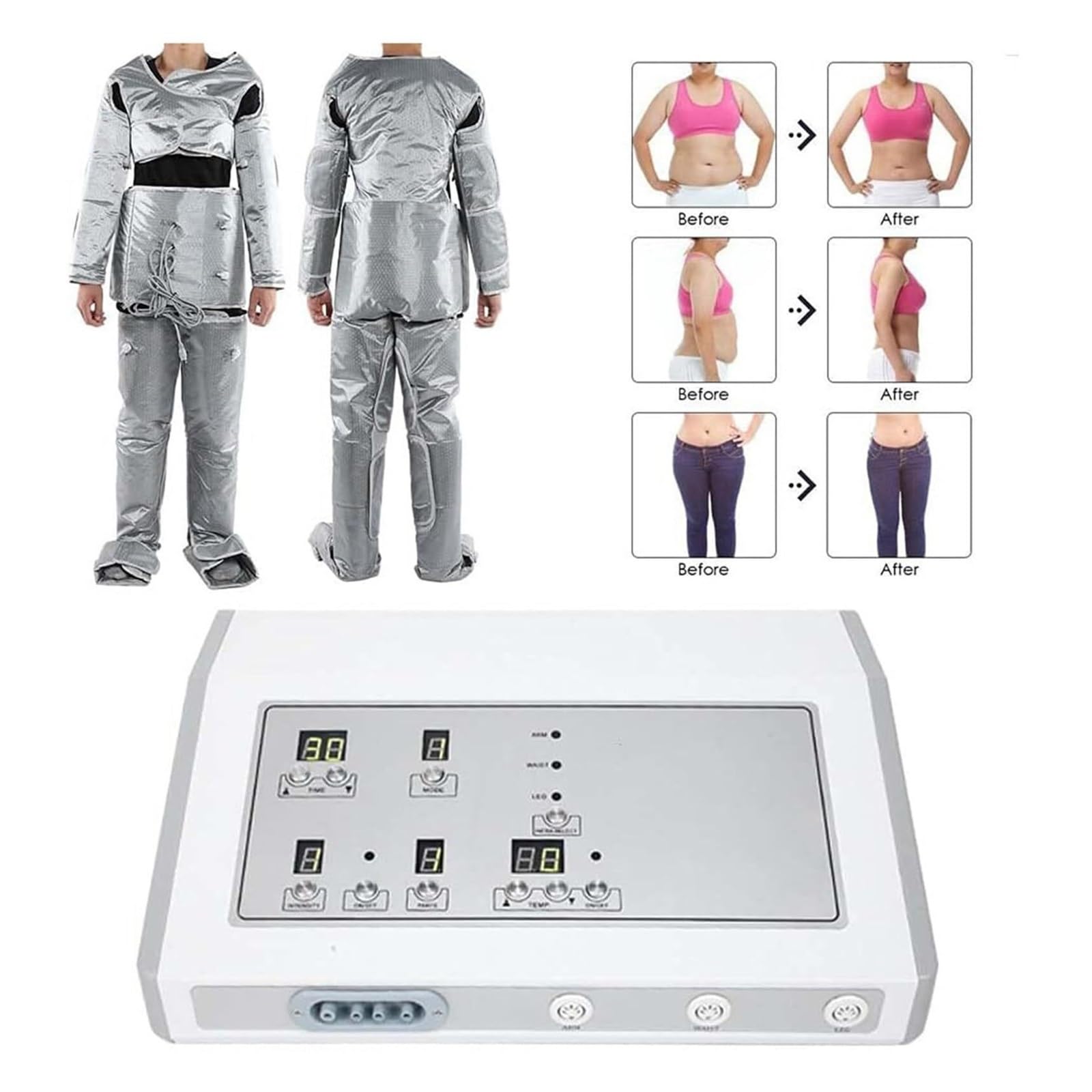 Macchina per Pressoterapia Professionale per Uso Domestico - Massaggio a Compressione Pressione Regolabile per Gambe, Braccia e Vita con Drenaggio Linfatico, Tonificazione e Rivitalizzazione