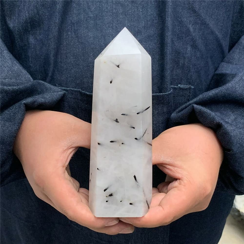 Collana Con Ciondolo In Quarzo E Ossidiana Nera Naturale &ndash; Punta Di Cristallo A Bacchetta Magica