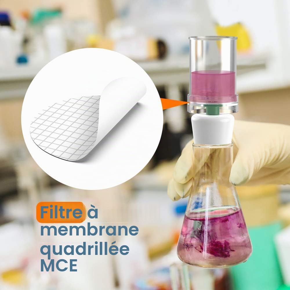 MCE Lot de 100 filtres à membrane en cellulose mixtes, stériles, grillage noir, hydrophile, diamètre 47 mm, taille des pores 0,45 mm, emballage individuel