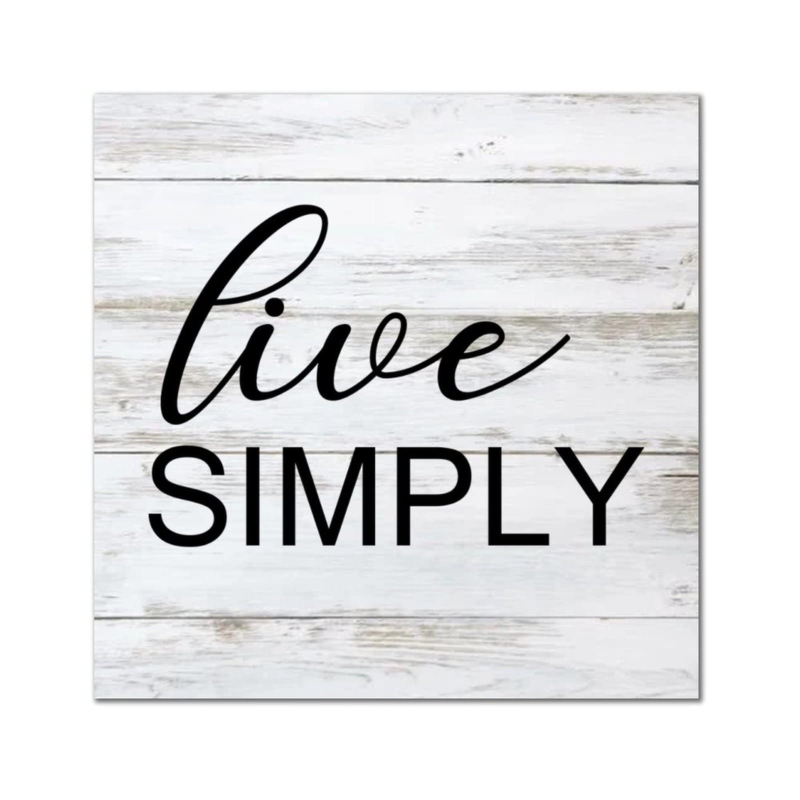 Panneau mural en bois Live Simply carré 35,6 cm pour décoration de maison