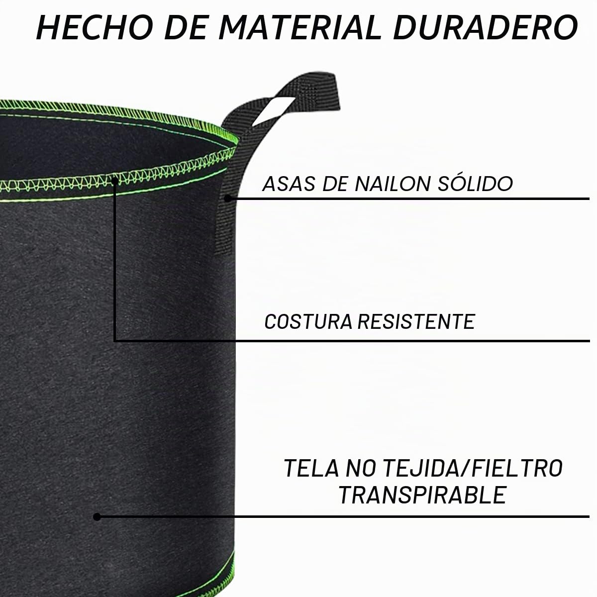 Bolsa de Cultivo 5X 30l, Bolsas de Tela no Tejida para Plantas, Maceta de Cultivo con asa Negro, Bolsa de Plantación Reutilizable para Jardinería y Cultivo de Plantas