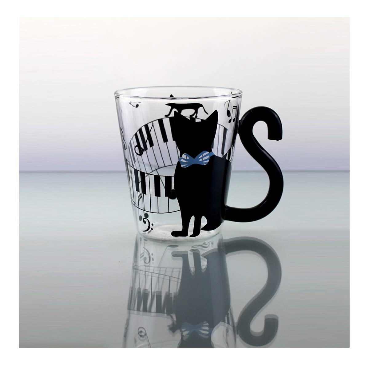 Café Glass Latte Coffee Mug Beer Mug Tea Cup Cat Tail Handle, Pack of Any Two - Image 6