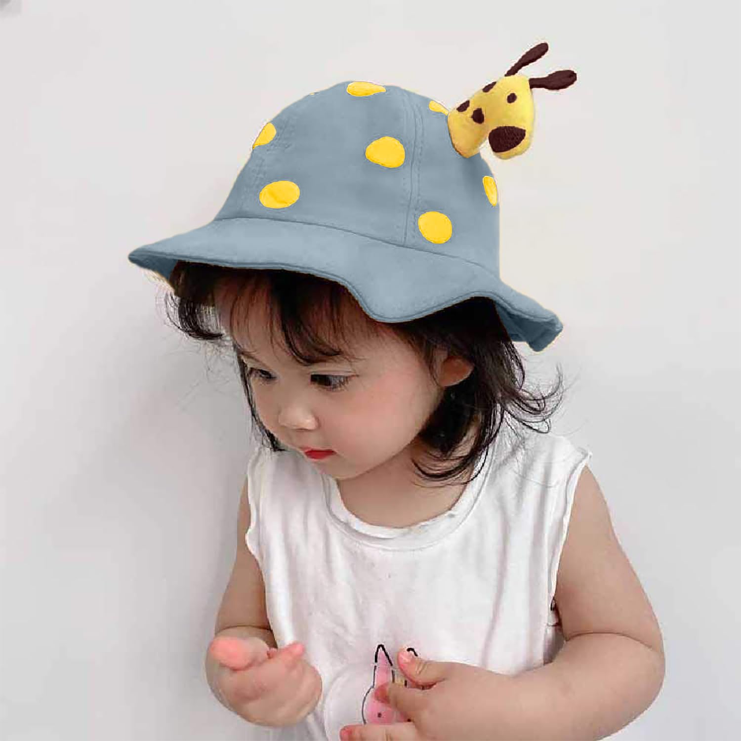 SYGA Cotton Baby Bucket Sun Hat For Sun Protection Cap Fishermans Hats Spring Cute Baby Cartoon Giraffe Cap For 6 Months - 3 Years Children (Blue) - Image 2 thumbnail