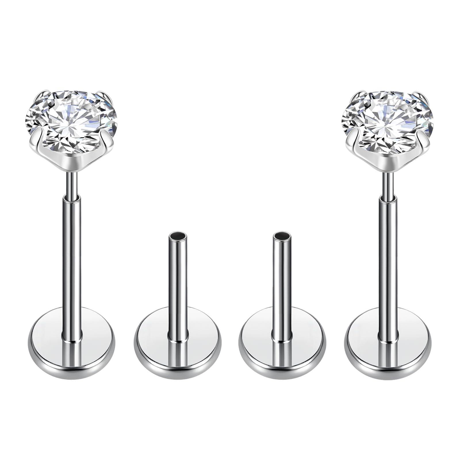 davka 20G Threadless Flat Back Earrings Hypoallergenic Titanium Earrings Stud Push in Tragus Cartilage Lip Medusa Helix Piercing Jewelry