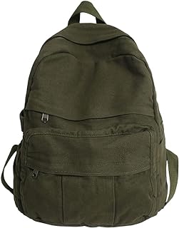 DKIIL NOIYB Aesthetic Backpack for School Canvas School Backpack Cute Backpack School Bag Solid Color Backpack for Teenage Girls Casual Backpack Laptop Backpack