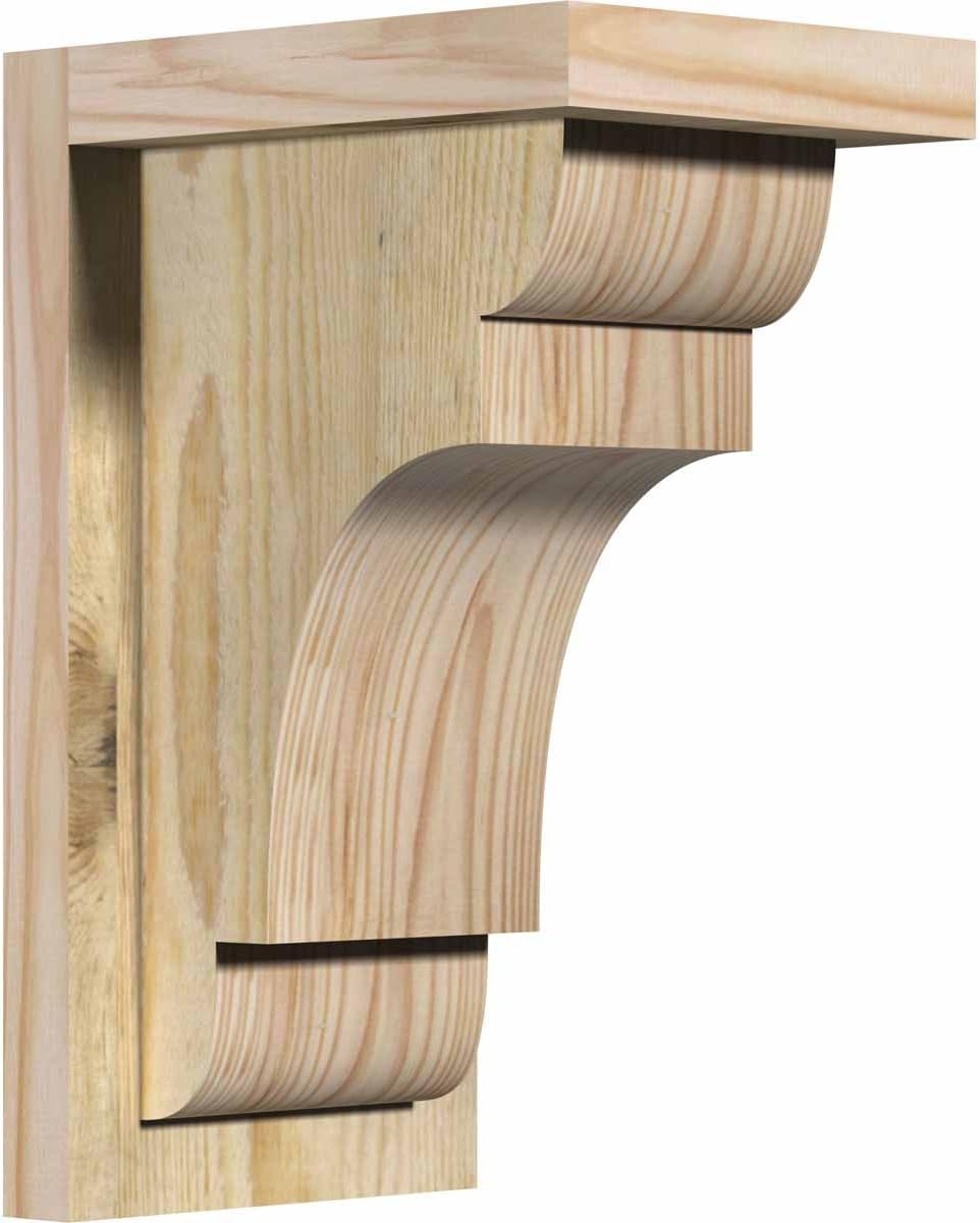 Ekena Millwork COR06X08X12NEB01RDF 6W x 8D x 12H New Brighton Rough Sawn Corbel w/Backplate, Douglas Fir