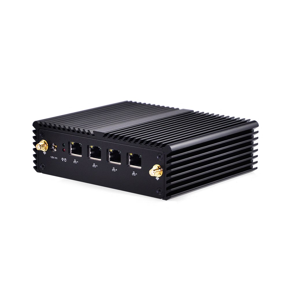 Qotom 4 LAN Mini PC Q190G4N-S08 with 4GB RAM and 64GB SSD, Intel Celeron J1900 Processor, Quad core 2.0 GHz