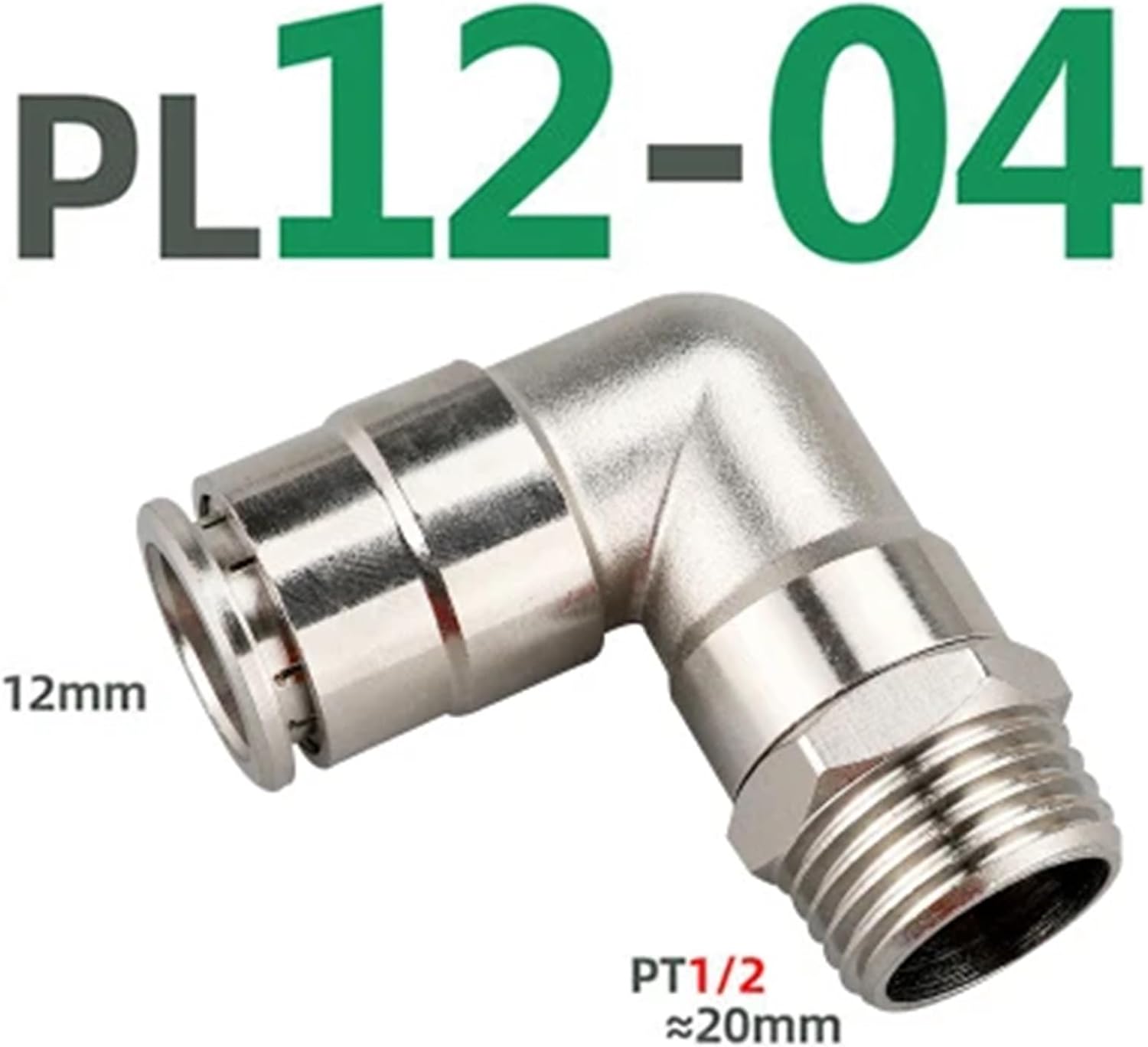 PL Male Thread Brass Nickel Plated Metal Pneumatic Quick Connector 1/8" 1/4" 3/8" 1/2" Hose PU Tube Air Compressor Fitting(PL12-04)