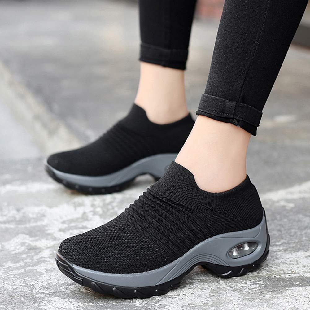 Women's Walking Shoes Sock Sneakers - Mesh Slip On Air Cushion Lady Girls Modern Jazz Dance Easy Shoes Platform Loafers - Image 2