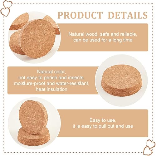 Miniatura 4 de BENECREAT 6 tapones de corcho para botellas, tapones de corcho cónicos de madera duraderos para botellas de vino y cerveza y proyectos de
