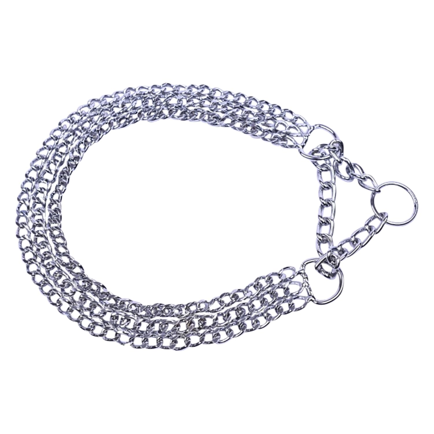 JACK AND VANILLA, Martingale Chrome Dog Chain Collar, Stylish and Durable Design, Adjustable for Optimal Comfort, 50 cm, 2.5 mm, Chrome Colour