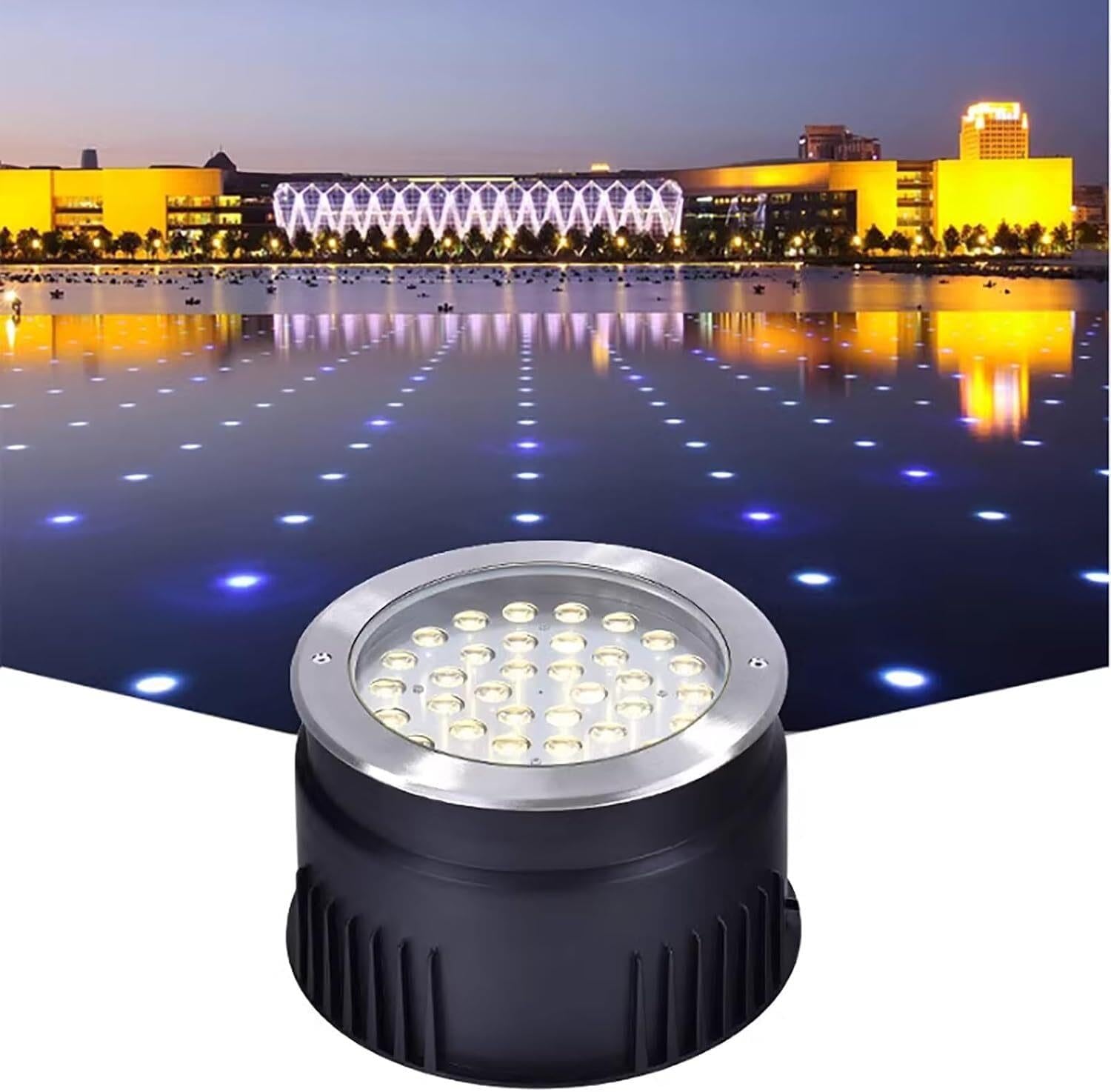 Zewnętrzne oświetlenie krajobrazowe - podziemne oświetlenie LED, wpuszczane okrągłe światło AC 220 V, wodoodporna lampa podłogowa IP65, oświetlenie podłogowe na podwórku, dekoracyjne oświetlenie LED