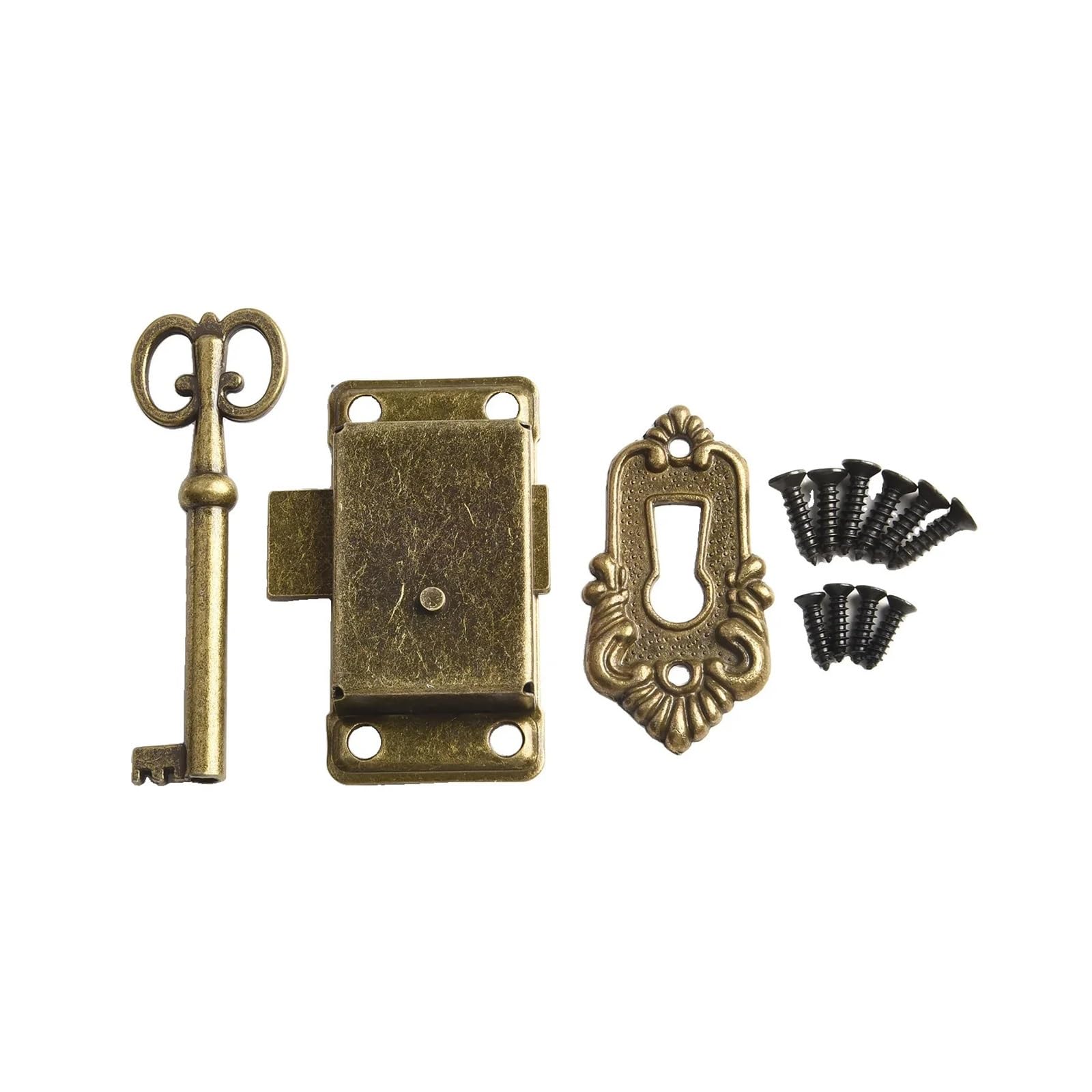 3pcs/Set Drawer Lock Antique Door Locks Drawers Jewelry Box Cabinet Wardrobe Cupboard Set Body Decorative for Cabinets(Green Bronze)