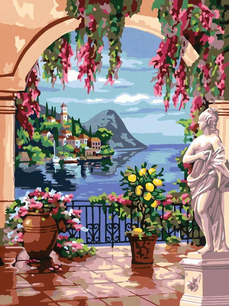 Ravensburger CreArt 25963 - Lac Majeur - Peinture par numéro d'adultes, Set de Peinture à Faire soi-même avec Pinceau et peintures acryliques, Cadeau pour Femmes et Hommes, Peinture pour Adultes