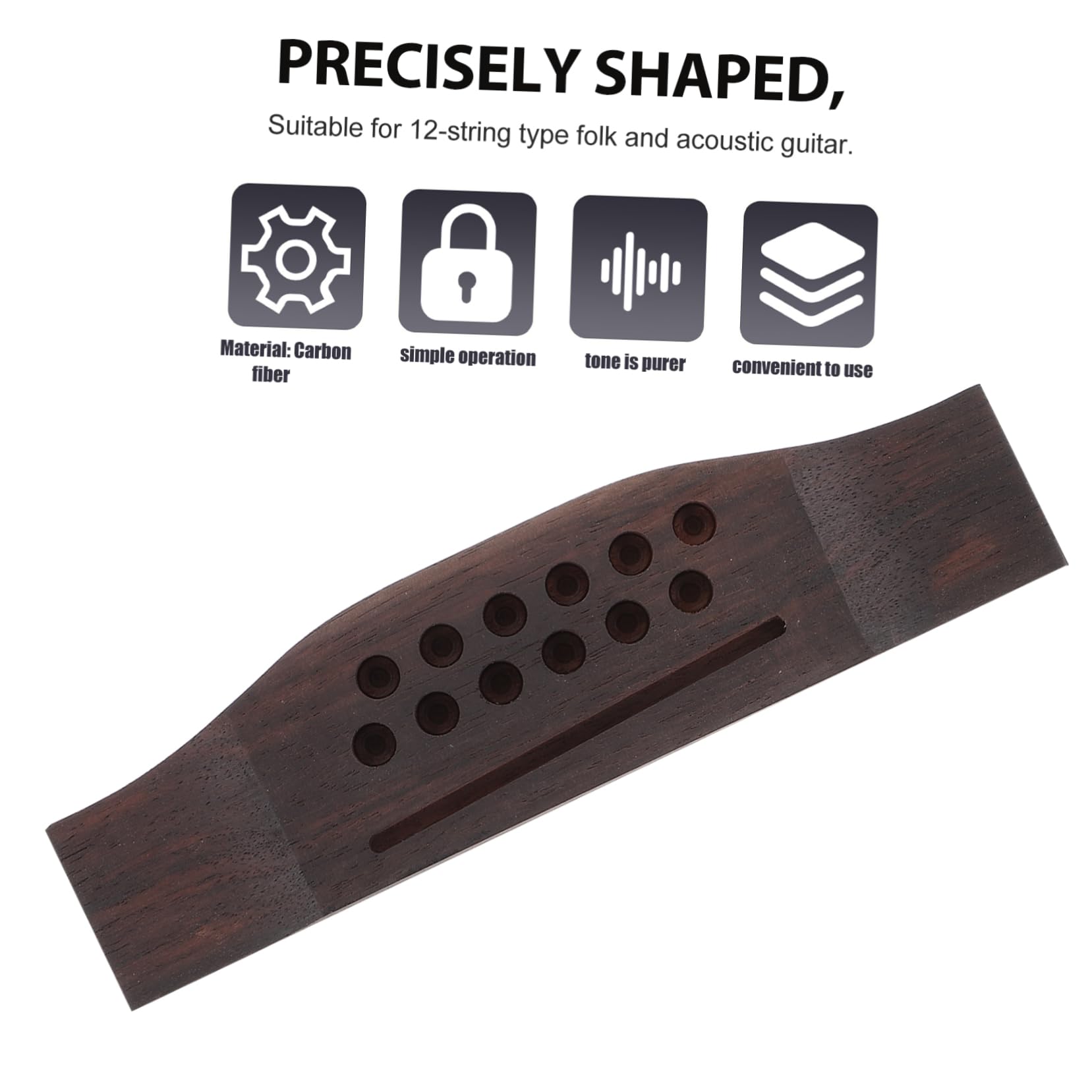 HANABASS 12 Strings Guitar Bridge Replacement Body Saddles Acoustic Guitar Accessories Twelve Guitar Saddle Bridge Part Bridges Folk Guitar Bone Bridge Acoustic Guitar Bridge Coffee