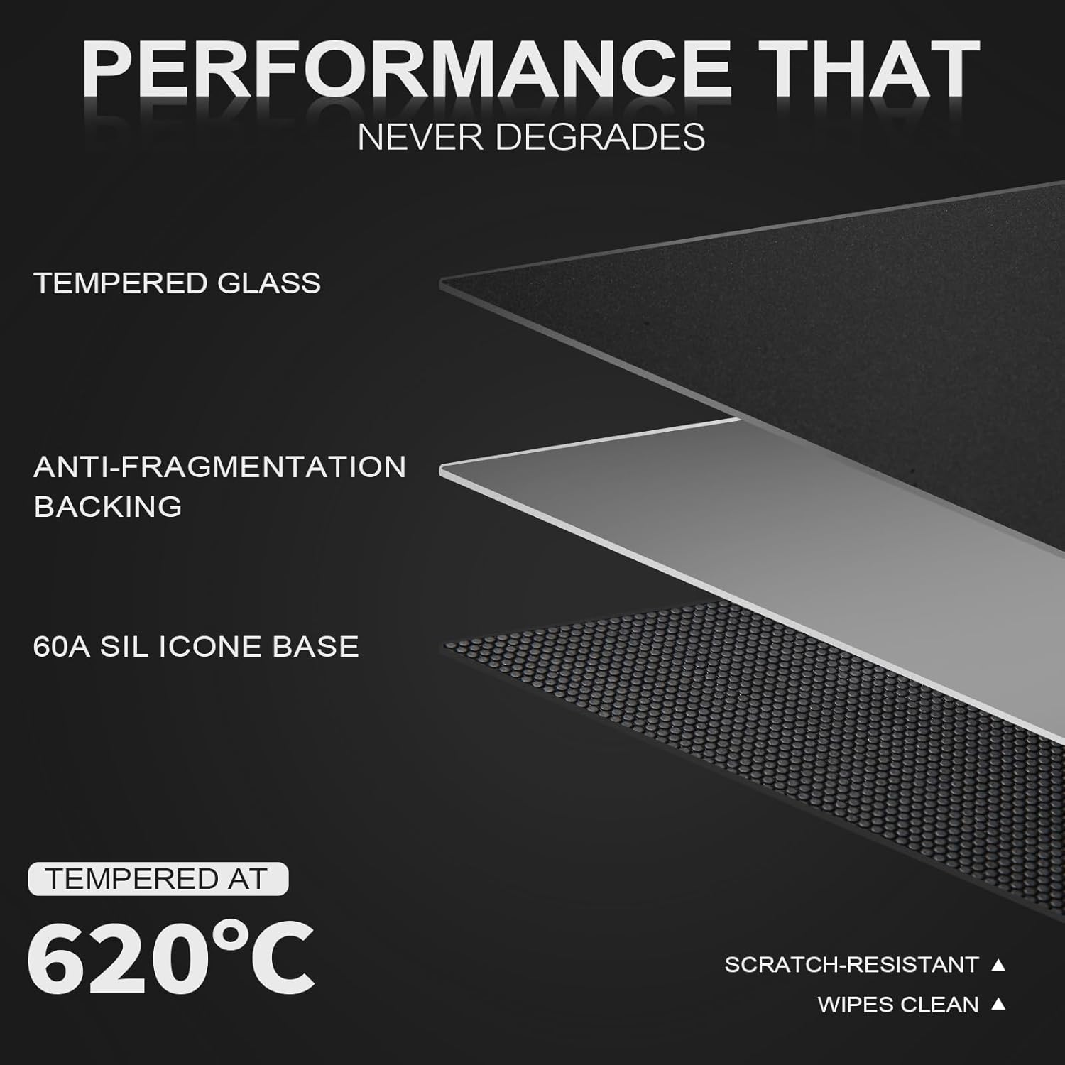 Tempered Glass Gaming Mouse Pad Large (15.7x11.8) – Fast Speed Surface Glass Mousepad for Esports & Office, Smooth Glide, Durable Hard Mat with Anti-Slip Base，Black
