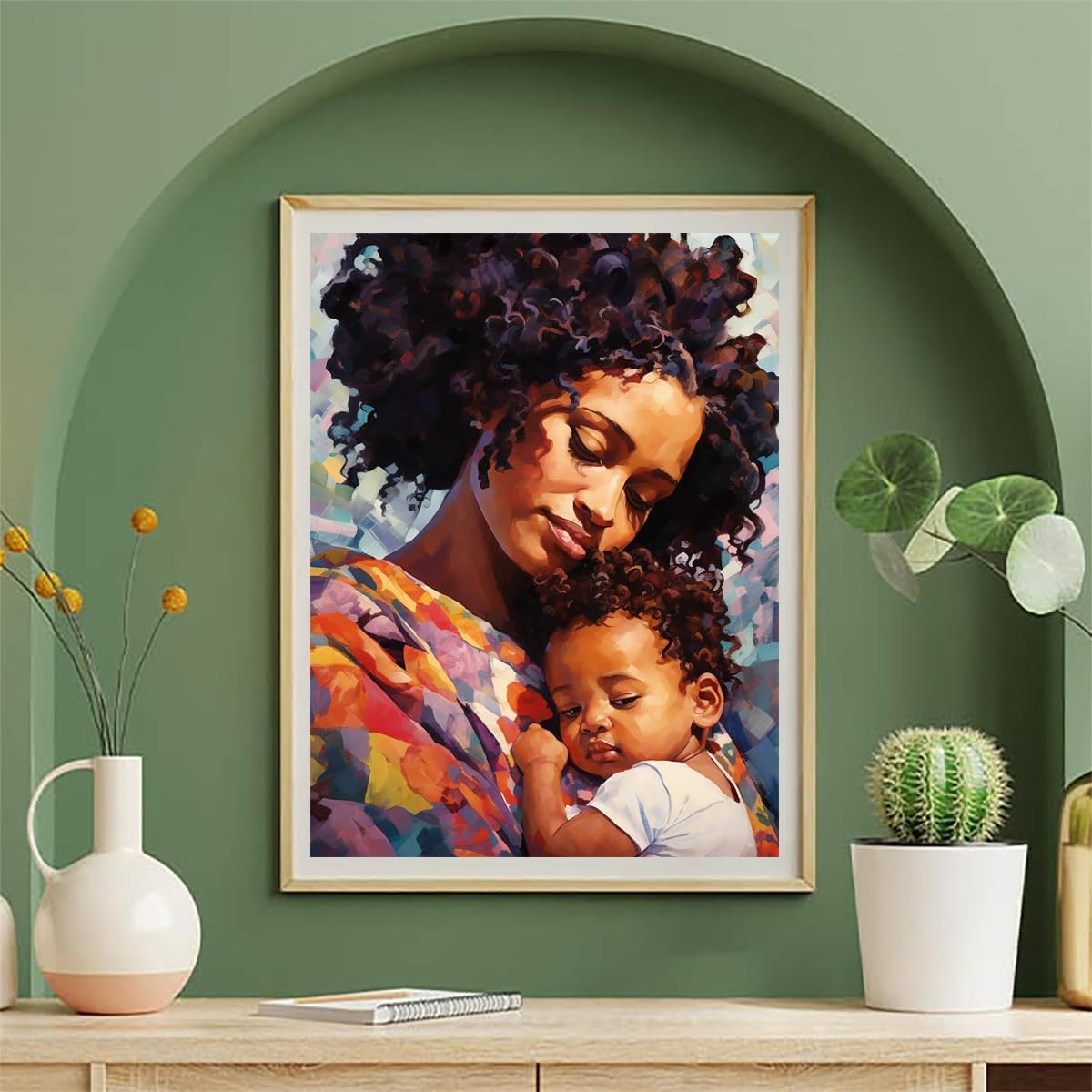 UPABLUNSO African American Black Girl and Baby Colorful 5D Adult Diamond Art, DIY Diamond Art Painting Kit for Decor Canvas 11.7x15.7inch/30x40cm