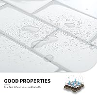 Vista 5 de Art3d Protector contra salpicaduras de 10 hojas, 12 pulgadas. x 12 pulgadas. Paneles de pared 3D Subway, blanco mono con lechada gris