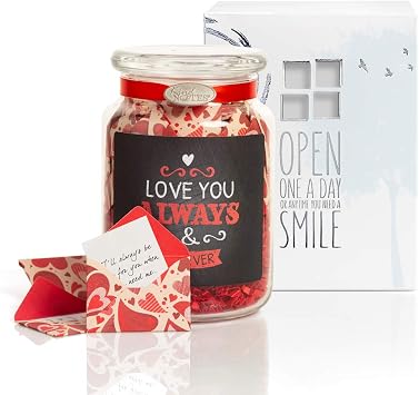 KindNotes Glass Keepsake Gift Jar with Long Distance Missing You Messages for Couples - Heart Garden Loving You Always
