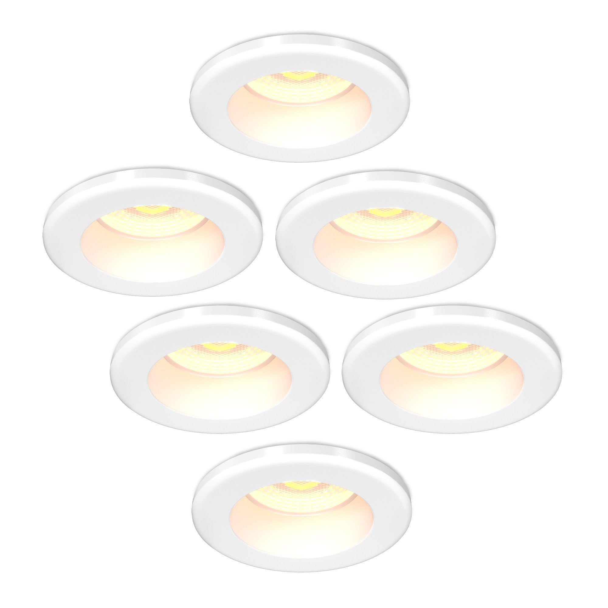 Ledvion 6 pezzi faretto LED bianco 4W CCT impermeabile IP65 dimmerabile | Foro di incasso Ø55mm; Impermeabile per bagno doccia e ambienti umidi interni