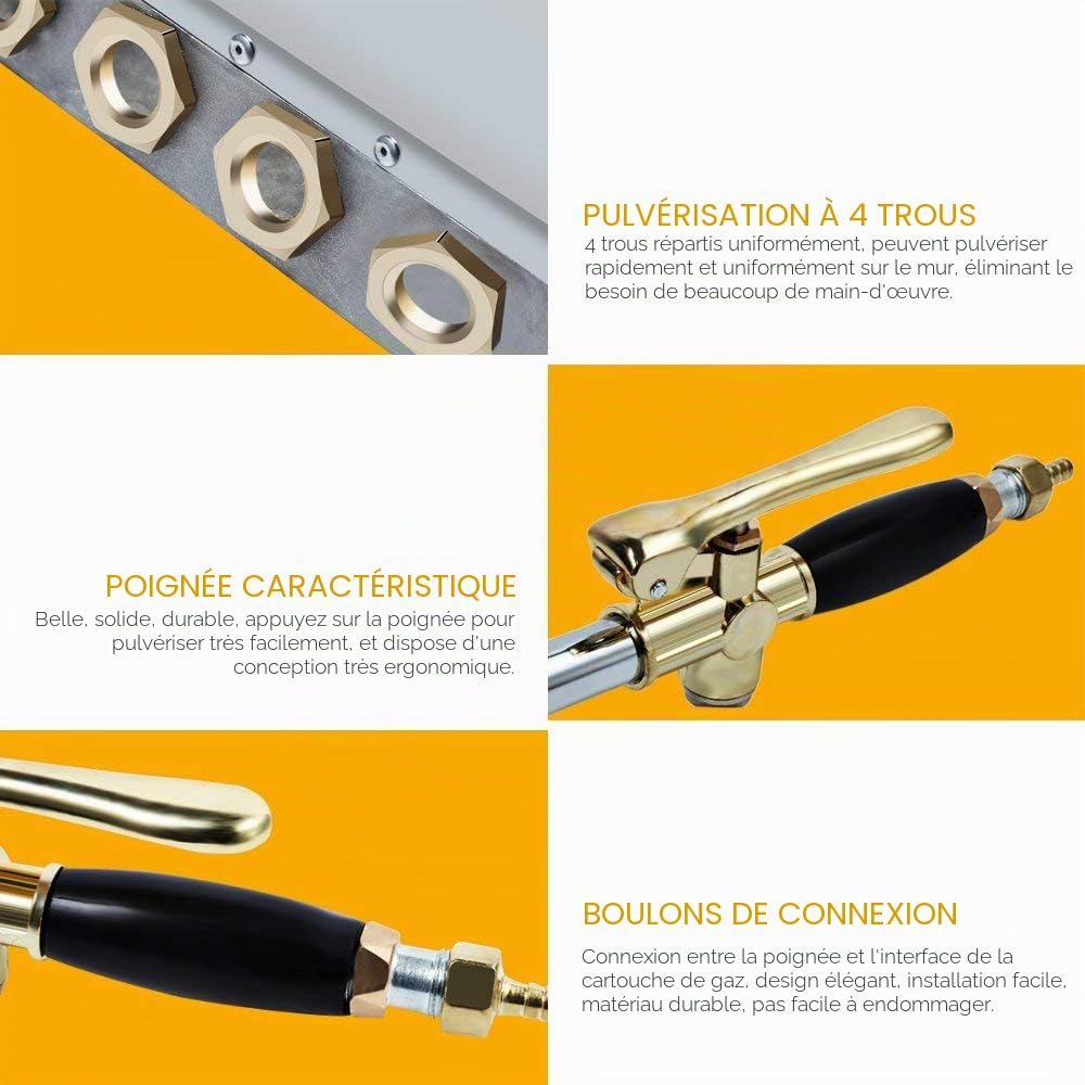Pulvérisateur de Mortier Multifonctionnel Ciment Pistolet à Trémie Pulvérisateur de Plâtre avec 8 Buses Métalliques en Acier Inoxydable pour Mur