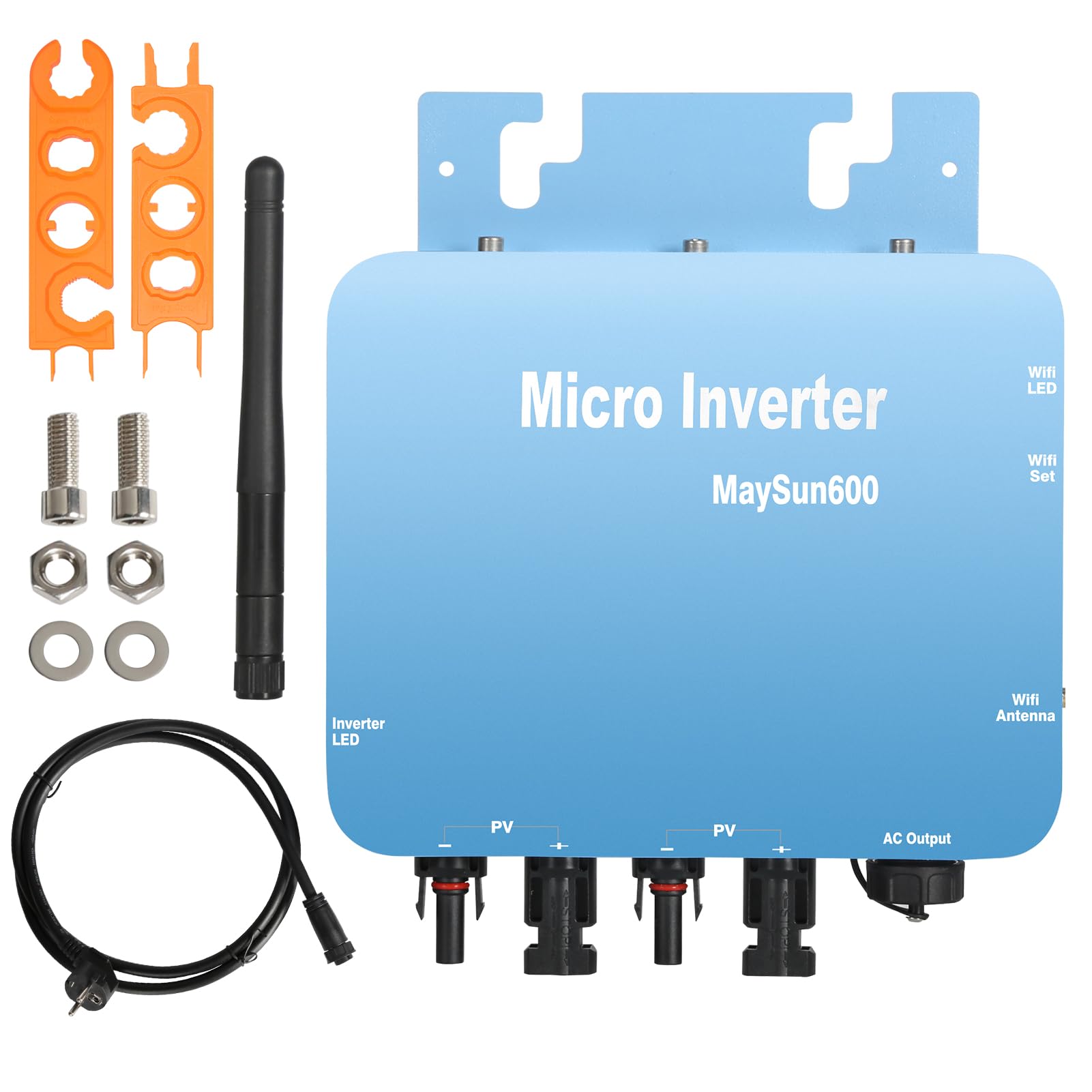 DEWIN Onduleur Solaire, MPPT Micro Onduleur Connecté Grid Tie Inverter 600W Pure Sine Wave Sortie avec système de Surveillance de téléphone Portable WiFi 230V