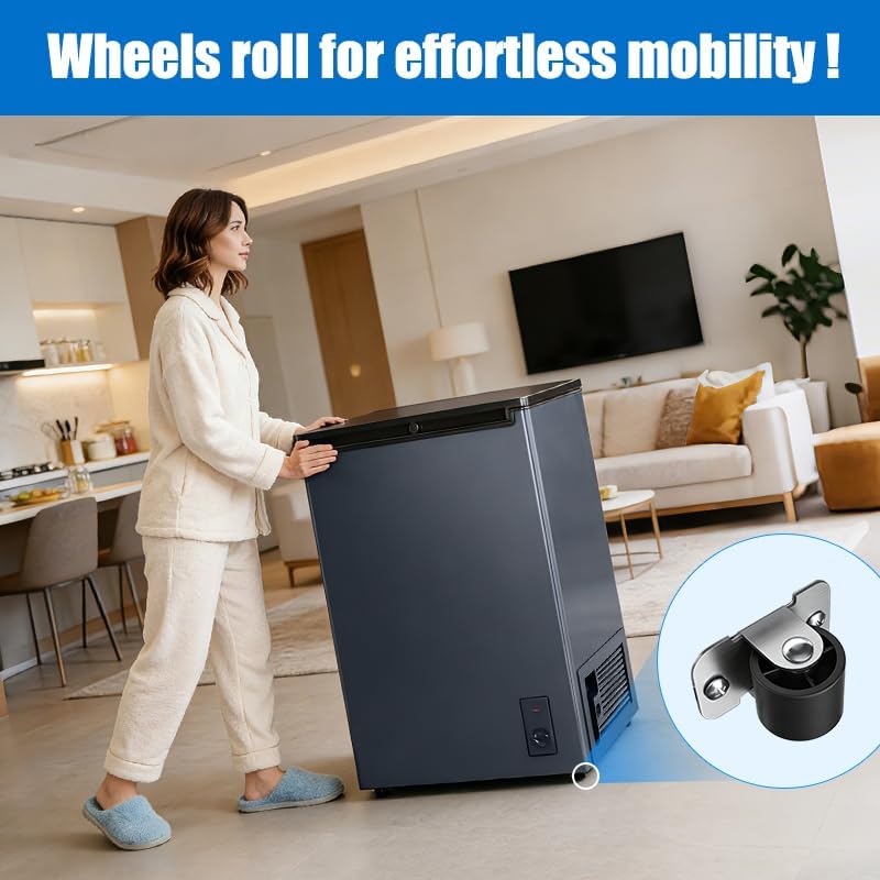 4.5 Cu. Ft. Chest Freezer, Top Door, Metal, Freestanding with Removable Basket, for Home Kitchen Office (BLACK, 4.5Cu.ft)