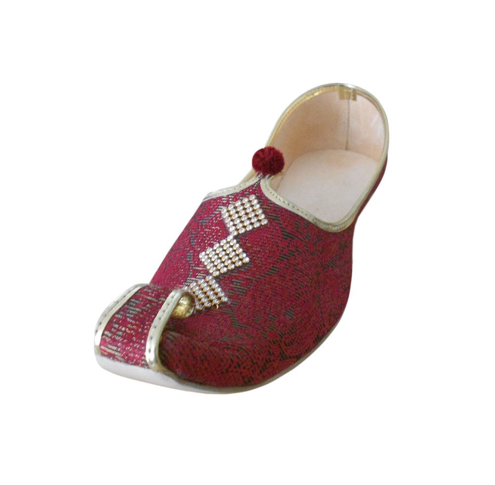 Mojari granate de cuero para hombre: zapatos indios tradicionales para bodas y galas 8