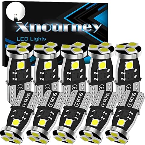 T10 194 LED Car Bulbs,W5W LED Car Bulbs,168 LED Lights Bulb, 5smd 6000K White Led for Car Interior Dome Map Door Courtesy License Plate Lights W5W 2825 Led Lights bulbs, 12V 10pcs Cover
