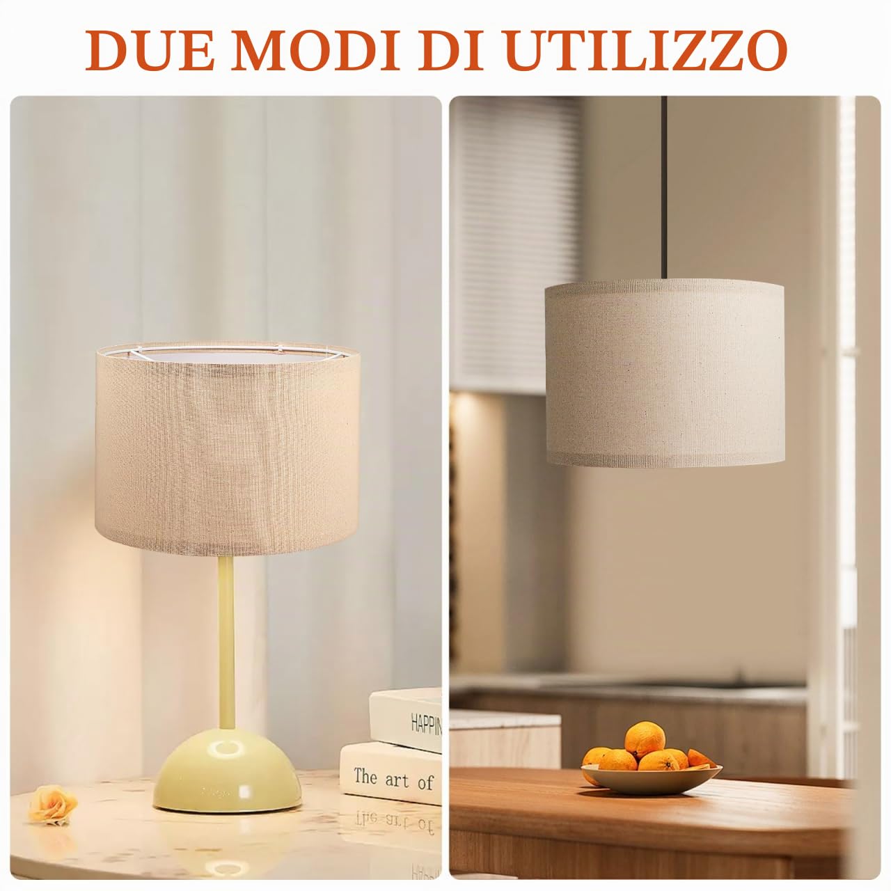 Luxshiny Paralume Da Tavolo Beige in Tessuto Lino 10.4X7.5 Pollici Copri Lampada Staccabile Per Lampada Da Tavolo E Da Terra Design Semplice Per Illuminazione Interni