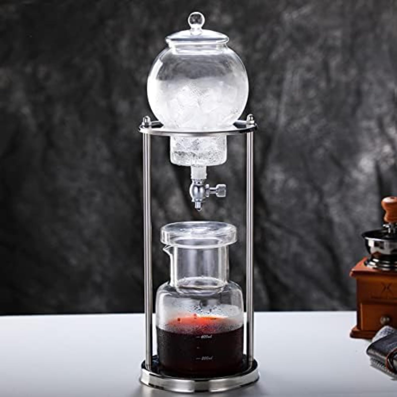 Cold Brew Ice Drop Coffee Pot Ręczne naczynia do parzenia z precyzyjną kontrolą przepływu warstwowa filtracja zestaw ociekowy ze szkła borokrzemowego