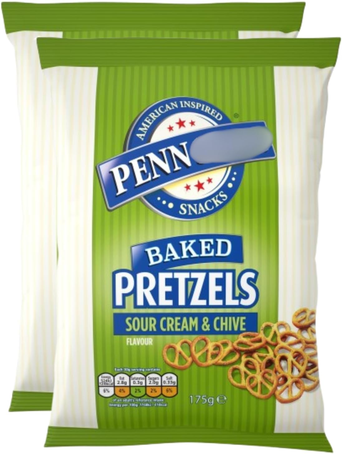 Pretzels Sour Cream & Chive 175g x Pack of 2 - Satisfy Your Savoury Snack Cravings - Delicious Pretzels to Share, Perfect for Parties or Movie Nights