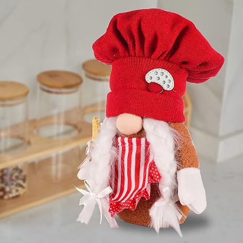 Miniatura 3 de 2 gnomos de Navidad, hechos a mano, de punto navideño, de pie, elfo, chef, decoración de elfo, peluche sueco, figura de muñeca de mesa para