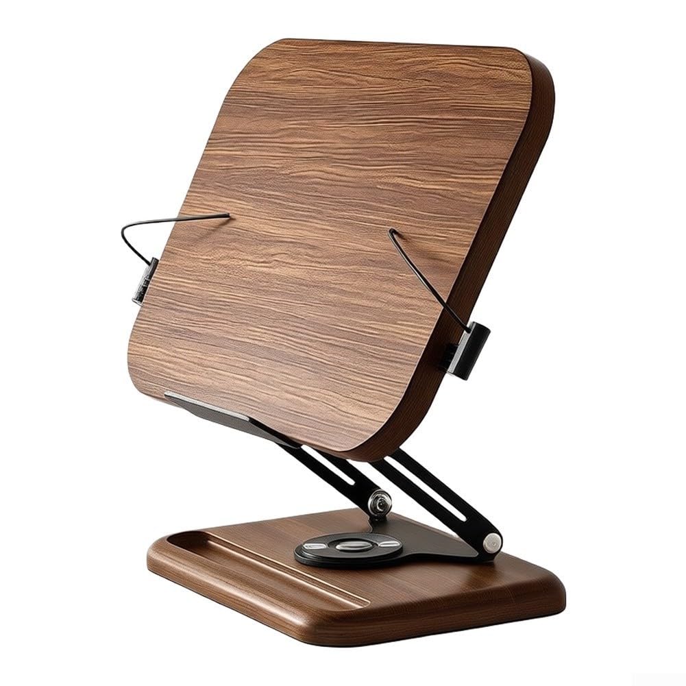 Verstellbarer Buchständer für holz Metall 34cm Rutschfest Verstellbarer(Black)