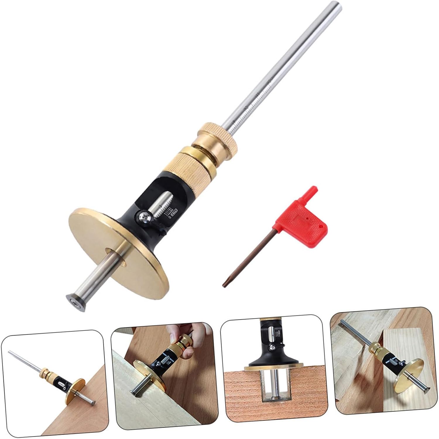 VILLCASE European-type Woodworking Scriber Gauge with Hardened Carbide Blade, Fine-tuning Parallel Marking Tool for Carpenter Woodworking Layout and Mortise Measurement