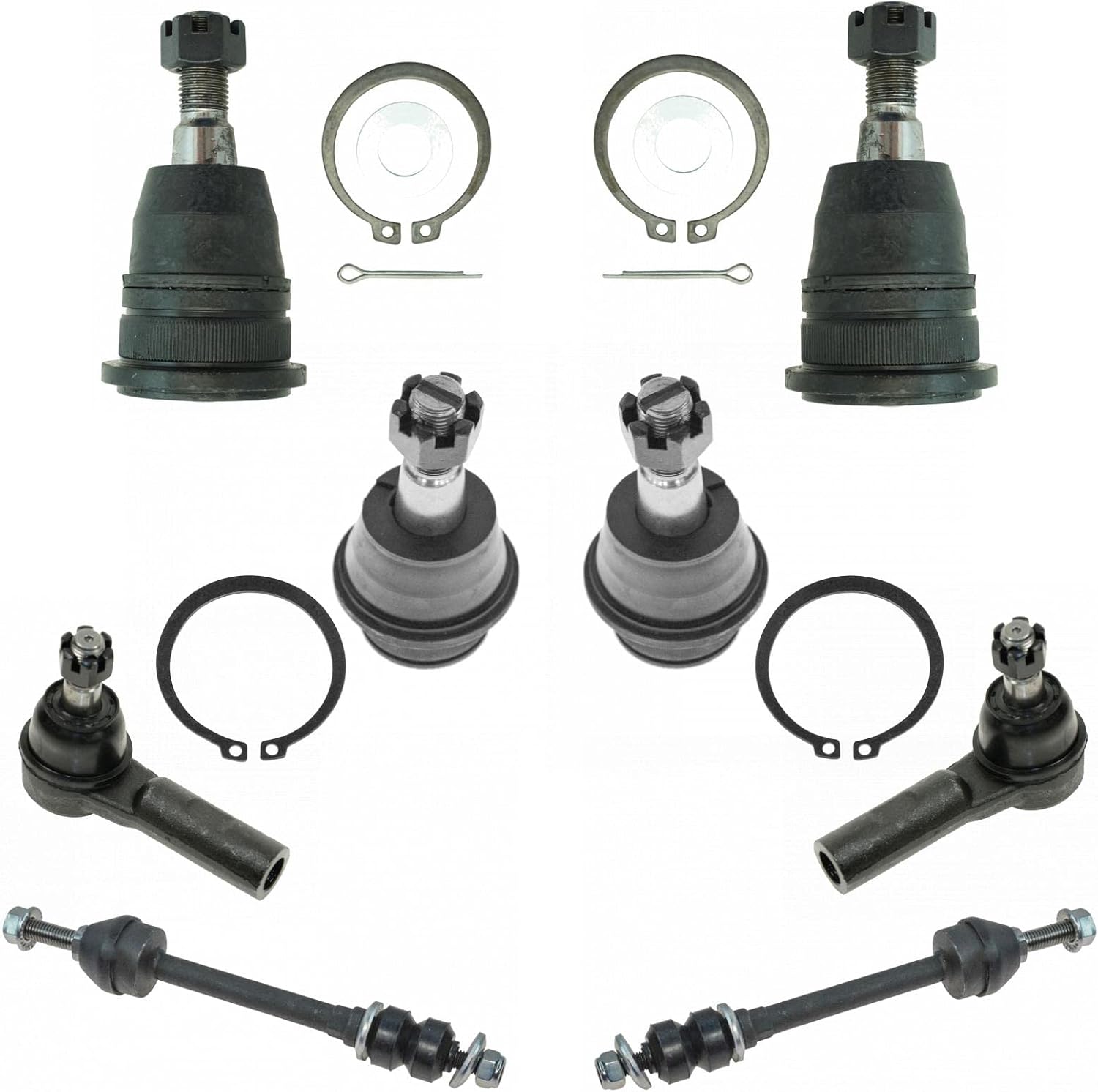 TRQ Front Steering & Suspension Kit Ball Joint Sway Bar Stabilizer Link Tie Rod Compatible with 2006-2008 Dodge Ram 1500