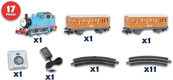 Bachmann Trains Thomas with Annie and Clarabel RTR Electric Train HO Scale | Complete Starter Set, Locomotive, Rolling Stock, Track, Power Pack and Speed Controller, Build Your Model Railroad, 642