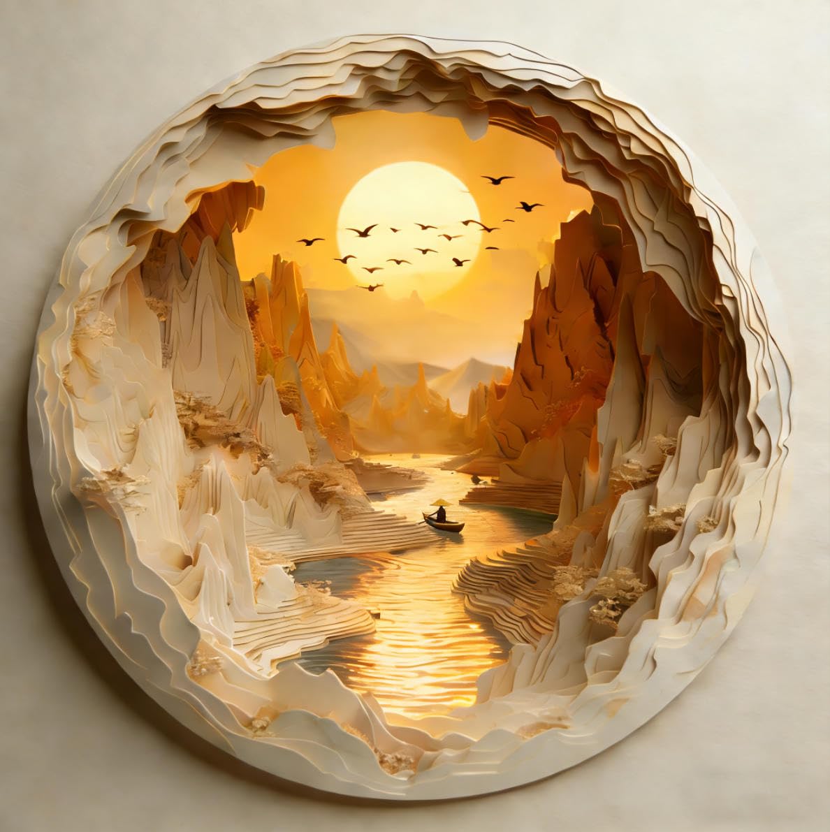 1000 Piece Puzzle for Adults, 1000 Pieces Round Puzzle for Adults,26.6 x 26.6in 1000 Pieces Flat Puzzle, Christmas Birthday Party Home Decor Gifts for Family Friends - 3D-Sunset Scenery