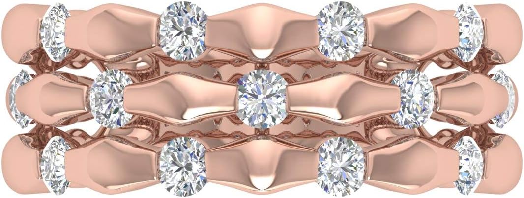 1/2 Carat Diamond 3 Line Wedding Band Ring in 10K Gold
