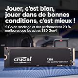 Crucial P310 SSD 2TB PCIe Gen4 NVMe M.2 2280, fino a 7.100 MB/s, Compatibile con Notebook, PC Desktop & Dispositivi Portatili da Gaming, Hard Disk Interno - CT2000P310SSD801 - 3