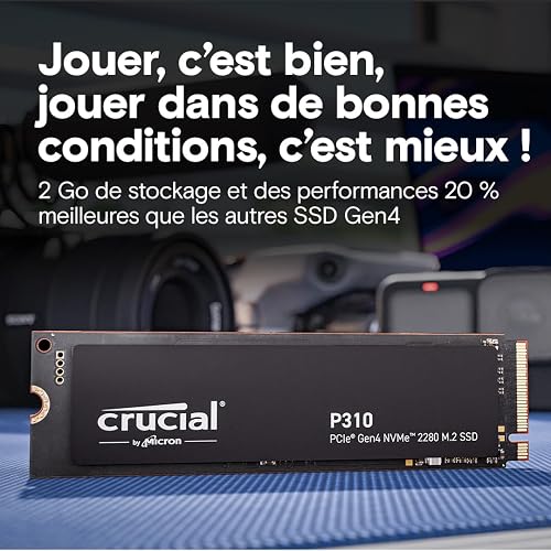 Crucial P310 SSD 2TB PCIe Gen4 NVMe M.2 2280, fino a 7.100 MB/s, Compatibile con Notebook, PC Desktop & Dispositivi Portatili da Gaming, Hard Disk Interno - CT2000P310SSD801 - 3