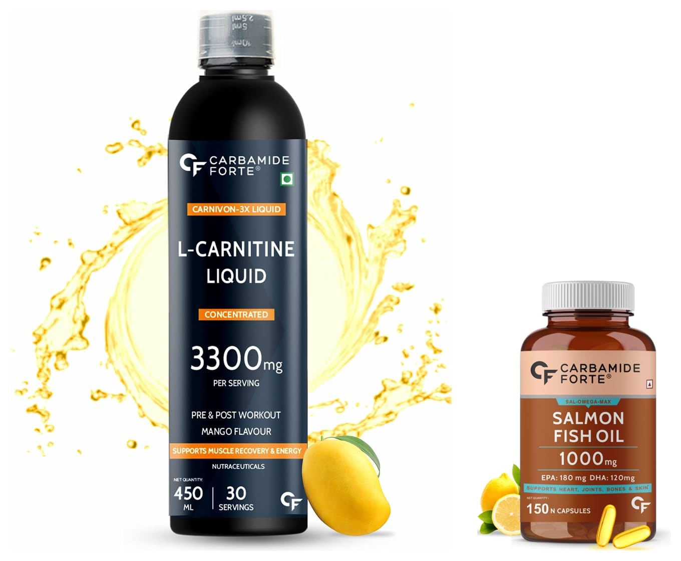 Carbamide Forte L Carnitine Liquid 3300mg Per Serving with Added Vitamins -  Mango Flavour - 30 Servings