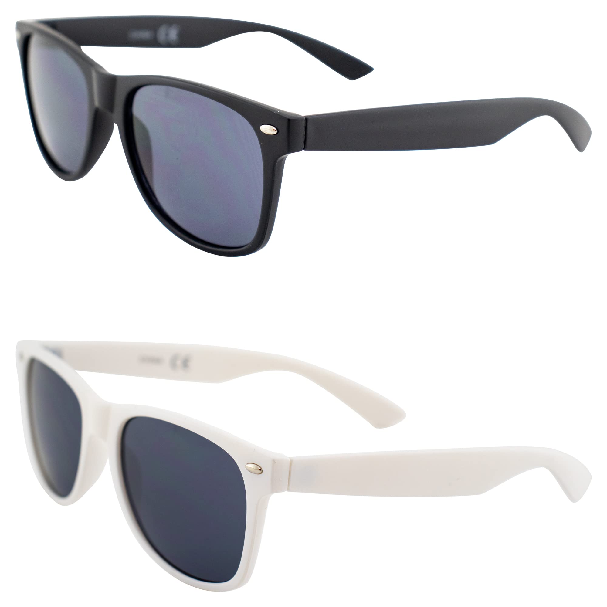 AlterImage Jive Sports Retro Sunglasses for Men or Women 2 Pair Black & White Frames w/Smoke Lenses
