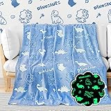 BORORO Dinosaur Blankets Glow in The Dark Kids Dinosaur Fleece Blankets Dinosaur Blankets for Kids