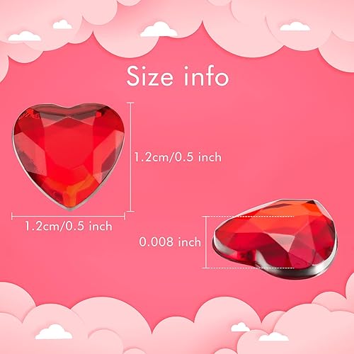 Miniatura 2 de 200 piezas de corazón acrílico para el día de San Valentín decoración de mesa de corazón de boda diamantes de imitación de corazón de espalda plana